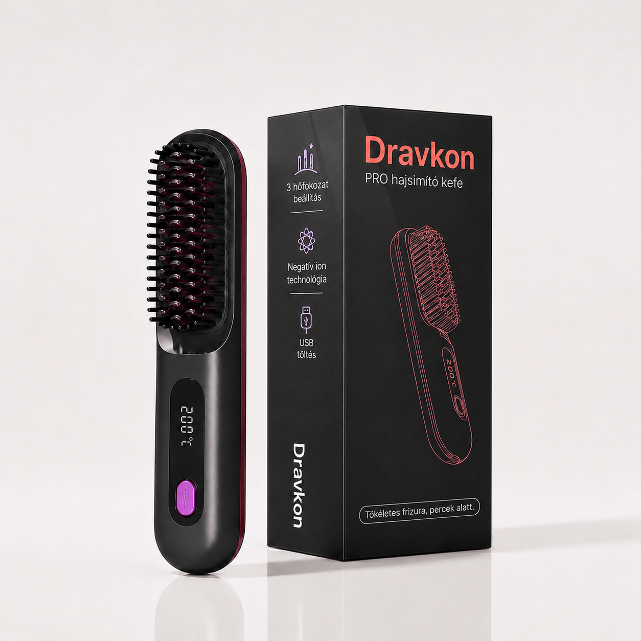 DRAVKON™ Hajsimító Kefe – Rövid Hajra Tervezve